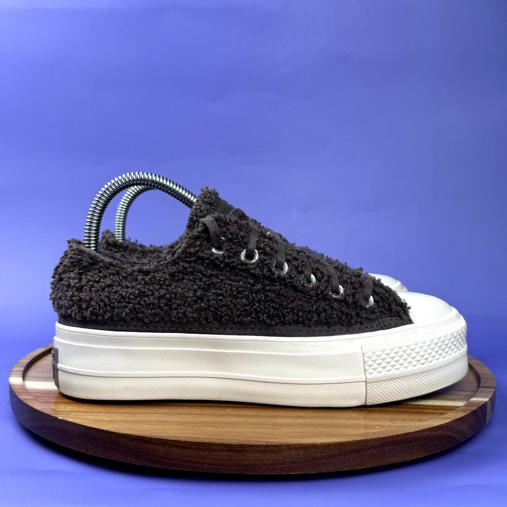 Converse Black/Purple Fuzzy Platform Sneakers - Picture 3 of 8